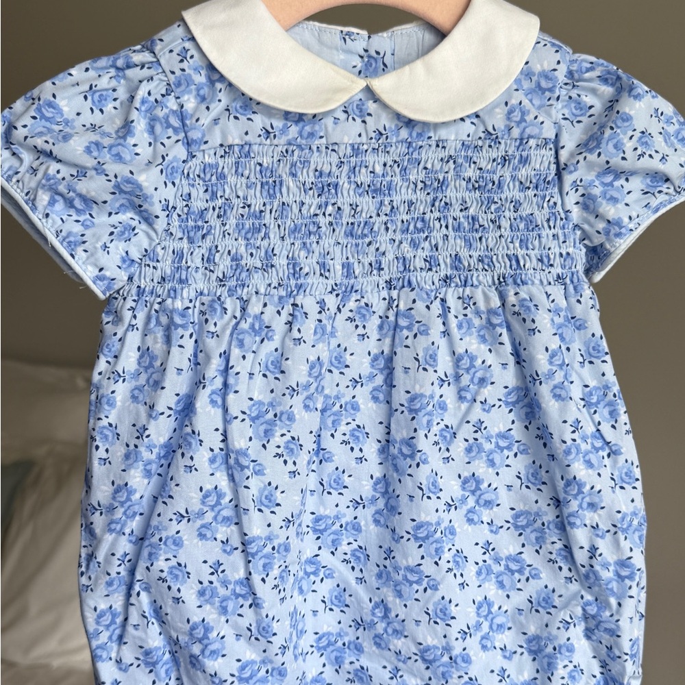 Janie and Jack Blue & White Floral Romper